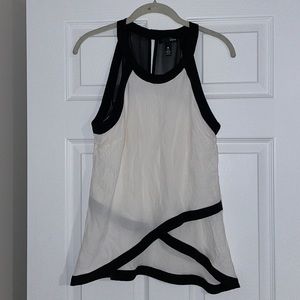 Aqua top in black and white. Size large